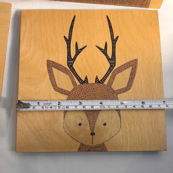 WOODLY 4 Wooden Wall Plaques With Depiction of Woodland Creatures Handcrafted - Picture 2 of 10